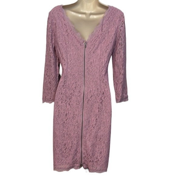 NWT Adrianna Papell Lavender Lace Overlay Sheath Dress - Picture 6 of 7